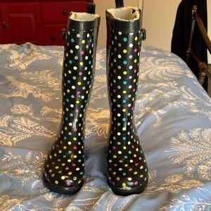Cooelli Polka Dot Women's Winter & Rain Boots Size 8 In great condition